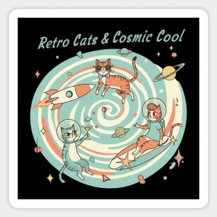 Retro Cats & Cosmic Cool – Vintage Space Cats in Atomic Style for Retro Lovers Magnet
